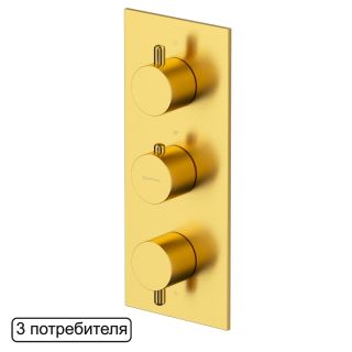 Смеситель термостат скрытого монтажа на 3 потребителя WHITECROSS Y Y1238GLB брашированное золото